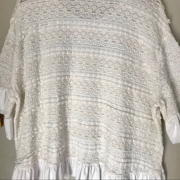 Umgee Lace & Ruffle Crochet Bell Sleeve Boho Top M - Picture 10 of 14